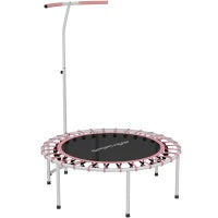 Trampolino Fitness Ø102 cm con Manico Regolabile su 5 Livelli e Telaio in Acciaio, Rosa