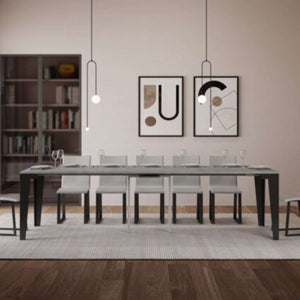 shopinnovativo- Consolle allungabile 90x40/300 cm Flame Evolution cemento telaio e gambe antracite