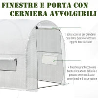 Serra a Tunnel per Orto 3x2x2m con Copertura in PE, 2 Porte e Struttura in Acciaio, Bianco