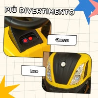 Trattore Giocattolo per Bambini Cavalcabile con Rimorchio, Rastrello e Pala, Gioco Educativo per Bimbi 12-36 Mesi, 91x29x44cm, Giallo