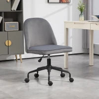 Sedia da Ufficio con Altezza Regolabile e Funzione Dondolo, Rivestimento in Tessuto Vellutato, Grigio