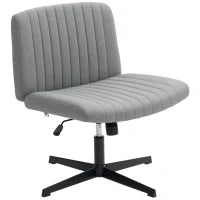 Sedia da Ufficio senza Braccioli Sedia da Scrivania Basculante con Gambe Incrociate Sedile Largo e Altezza Regolabile Grigio