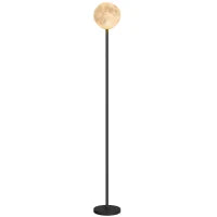 Lampada da Terra con Paralume a Forma di Luna, Interruttore a Pedale, 3 Temperature di Colore, Metallo, Nero