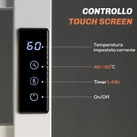 Scaldasalviette Elettrico Smart a 10 Barre con Timer e Display LCD, in Acciaio Inox, 45x11x80 cm, Bianco
