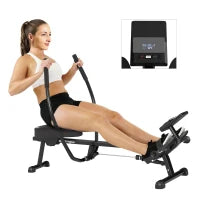 Vogatore a 12 Livelli con Schermo LCD, per Allenamento Cardio a Casa, Capacità Massima 130 kg, Nero