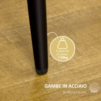 Set 2 Sedie da Pranzo Design Nordico in Metallo e Tessuto Effetto Velluto Giallo e Nero, 52x54x79 cm