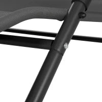 Lettino Prendisole Reclinabile a 2 Posti con Ruote, Poggiatesta Imbottito e Tetto, 200x137x138 cm, Grigio