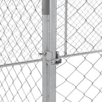 Recinto per Cani Grandi fino 30kg per Esterno, con Tetto Impermeabile e Anti-UV, 4x2.3x1.5m, Argento