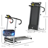 Tapis Roulant Pieghevole con Inclinazione, Tapis Roulant Elettrico Portatile con Schermo LCD, Velocità 1-10 km/h, Ruote, Impugnatura, per Home, Casa e Ufficio, Nero