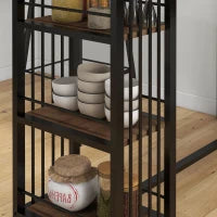 Tavolo da bar, Tavolo alto, Tavolo da Cucina, Design Industriale, 3 Ripiani, 120 x 40 x 105 cm, Nero e Marrone