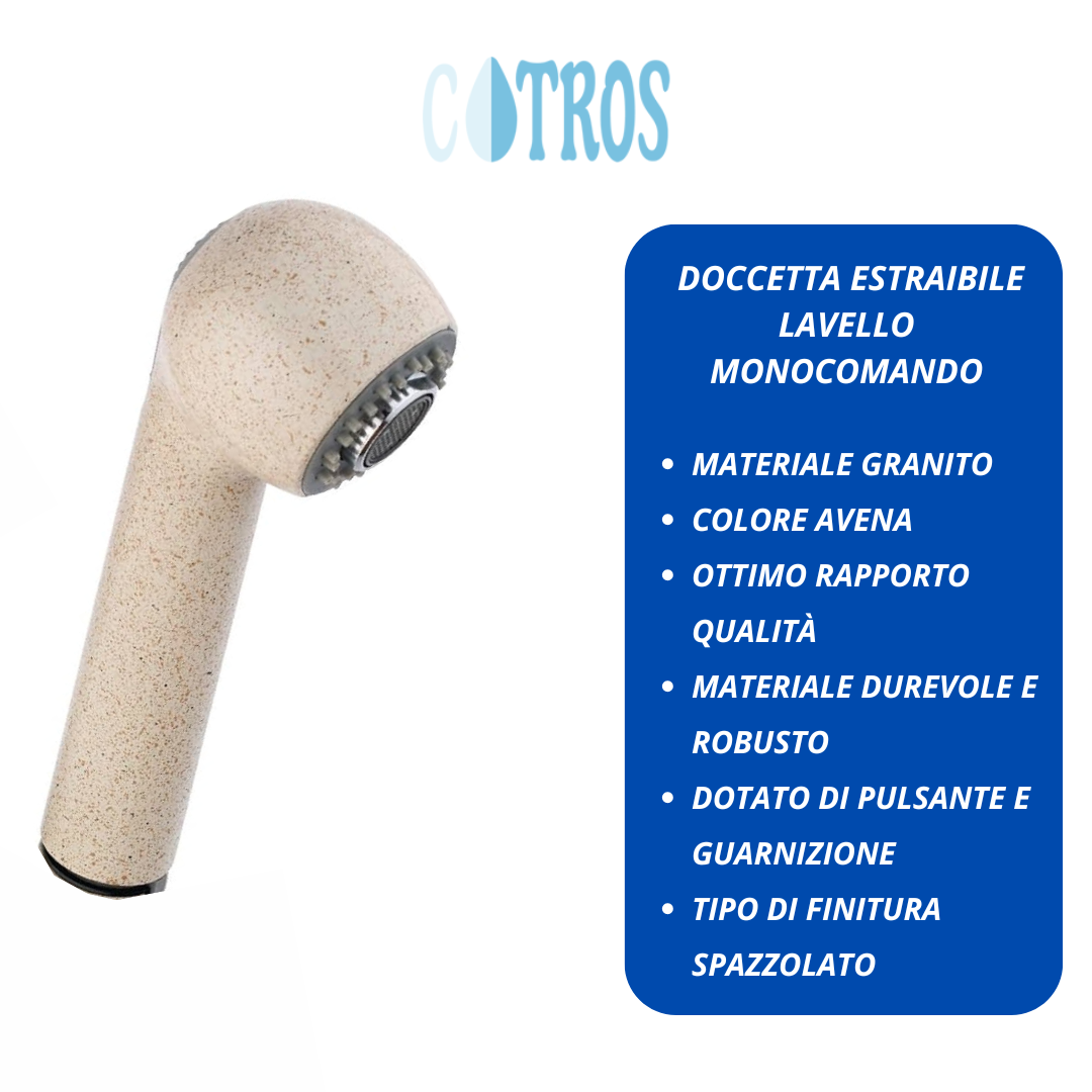 Doccetta estraibile monoforo granito avena 1/2 monogetto con pulsante