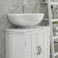 kleankin Mobile sottolavabo bagno mobile vasca con doppia porta e ripiano regolabile, 60x30x60cm, bianco