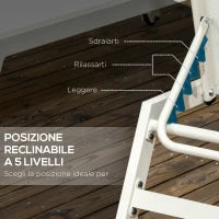 Chaise Longue Lettino Prendisole Reclinabile 2pz in Alluminio e Poliestere, 55x195x30 cm, Beige