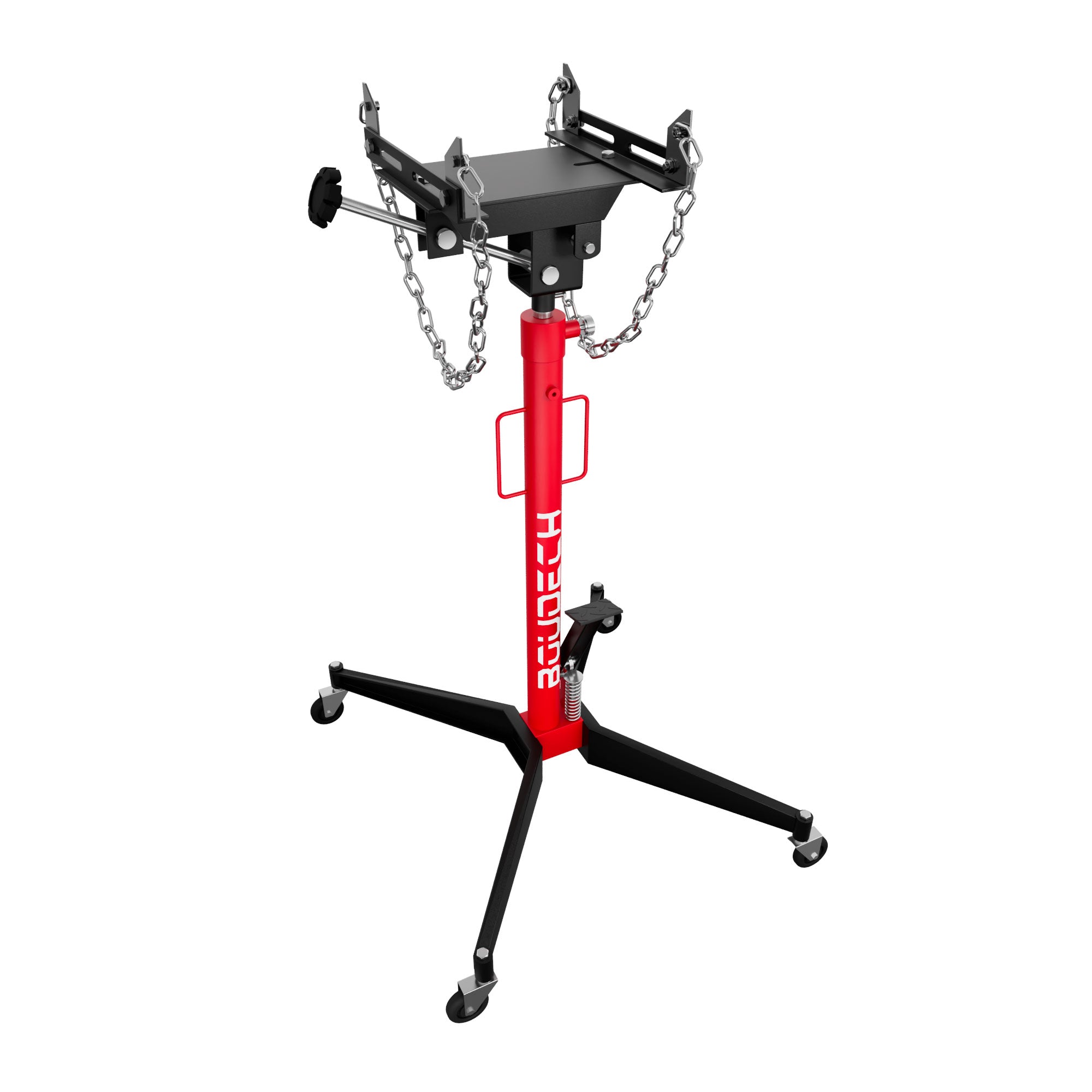 Hack - Sollevatore idraulico da Fossa max 500Kg H210 cm per Trasmissione Motore Auto con Ruote in Acciaio Rosso