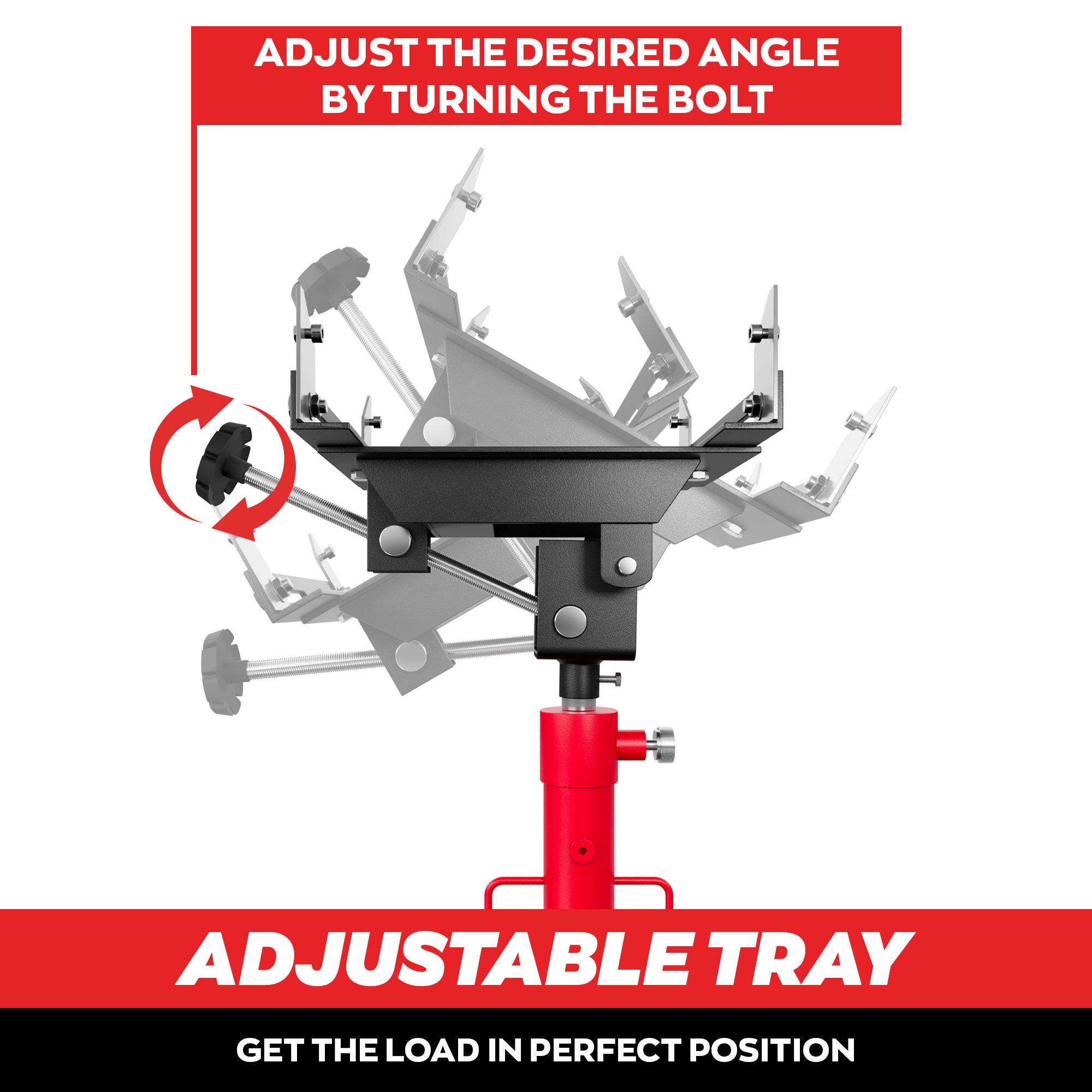 Hack - Sollevatore idraulico da Fossa max 500Kg H210 cm per Trasmissione Motore Auto con Ruote in Acciaio Rosso