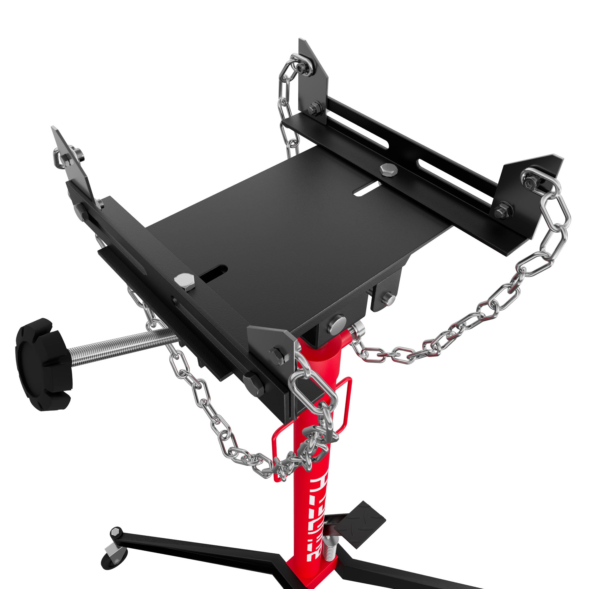 Hack - Sollevatore idraulico da Fossa max 500Kg H210 cm per Trasmissione Motore Auto con Ruote in Acciaio Rosso