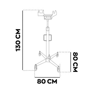 Hack - Sollevatore idraulico da Fossa max 500Kg H210 cm per Trasmissione Motore Auto con Ruote in Acciaio Rosso