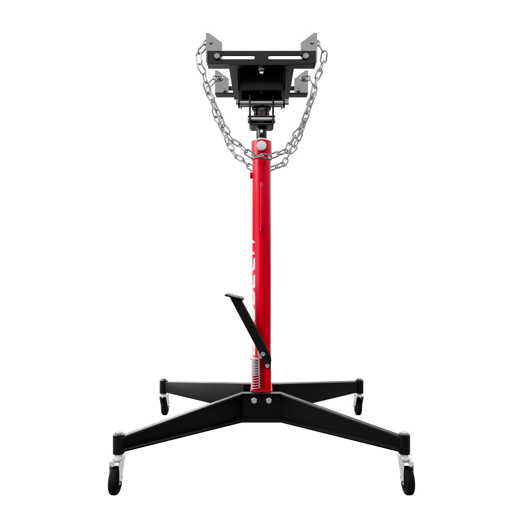 Hack - Sollevatore idraulico da Fossa max 500Kg H210 cm per Trasmissione Motore Auto con Ruote in Acciaio Rosso