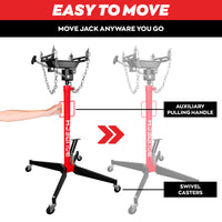 Hack - Sollevatore idraulico da Fossa max 500Kg H210 cm per Trasmissione Motore Auto con Ruote in Acciaio Rosso