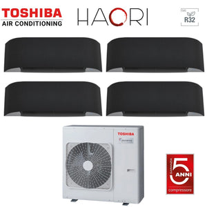 Climatizzatore Condizionatore Toshiba Quadri Split Inverter serie HAORI 10+10+10+10 (9+9+9+9) RAS-4M27U2AVG-E R-32 Wi-Fi Integrato 10000+10000+10000+10000 (9000+9000+9000+9000) Grigio Scuro