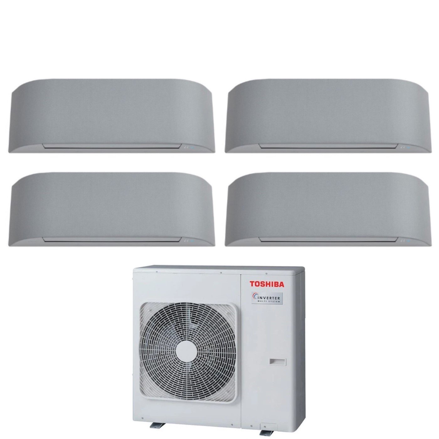 Climatizzatore Condizionatore Toshiba Quadri Split Inverter serie HAORI 10+10+13+13 (9+9+12+12) RAS-4M27U2AVG-E R-32 Wi-Fi Integrato 10000+10000+13000+13000 (9000+9000+12000+12000) Grigio Chiaro