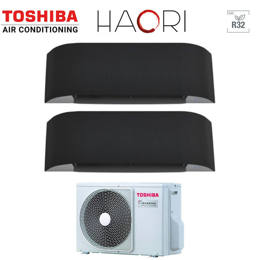 Climatizzatore Condizionatore Toshiba Dual Split Inverter serie HAORI 10+13 (9+12) con RAS-2M18U2AVG-E R-32 Wi-Fi Integrato 10000+13000 (9000+12000) Colore Grigio Scuro
