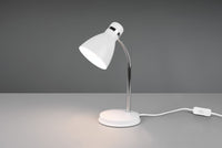 HARVEY LAMPADA DA STUDIO DA TAVOLO METALLO BIANCO E CROMATO FLESSIBILE H. 33CM 1 LUCE ATTACCO E27