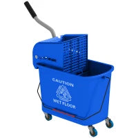 Carrello per Pulizie in Plastica PP da 20L con Secchio e Strizzatore, 60x27x70.5 cm, Blu