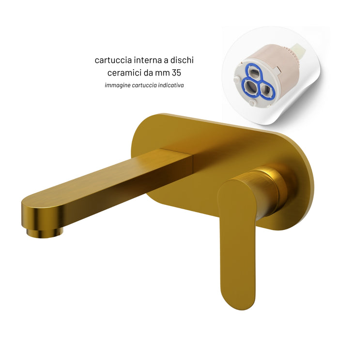 Miscelatore lavabo parete oceania ad incasso ottone colore oro satinato *** confezione 1