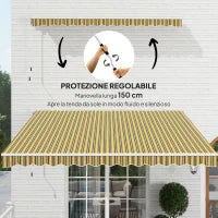 Tenda da Sole per Esterno Avvolgibile a Bracci con Apertura a Manovella, 350x250 cm, Giallo