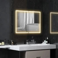 Armadietto del Bagno con Specchio, Illuminazione LED, 60 x 80 cm, Funzione Anti-Appannamento, Luminosità Regolabile, 3 Colori, Nero