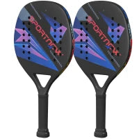 Set di Racchette da Beach Tennis, Manico Antiscivolo, Fibra di Carbonio, Nero