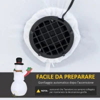 Pupazzo di Neve Gonfiabile Gigante Alto 243cm con Luci a LED Decorazione da Esterno o Giardino