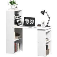 Scrivania Computer con Libreria Salvaspazio, Tavolo da Pranzo per Ufficio e Studio, 120x55x120 cm, Bianco