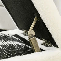 Pouf Contenitore Imbottito in Tessuto Teddy Morbido per Salotto e Camera, 39x39x39cm, Crema