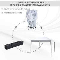 Gazebo Pieghevole con Corde e Picchetti da Giardino Tessuto Oxford 2.95x2.95M Bianco