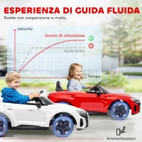 Macchina Elettrica per Bambini 5 Anni max Licenza Audi con Pulsanti, Cinture e Fari, 103x58x41 cm, Rossa e Nera
