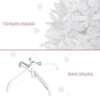 Albero di Natale Bianco con 550 Rami in PVC per Uso Interno, Ø102  x 180cm