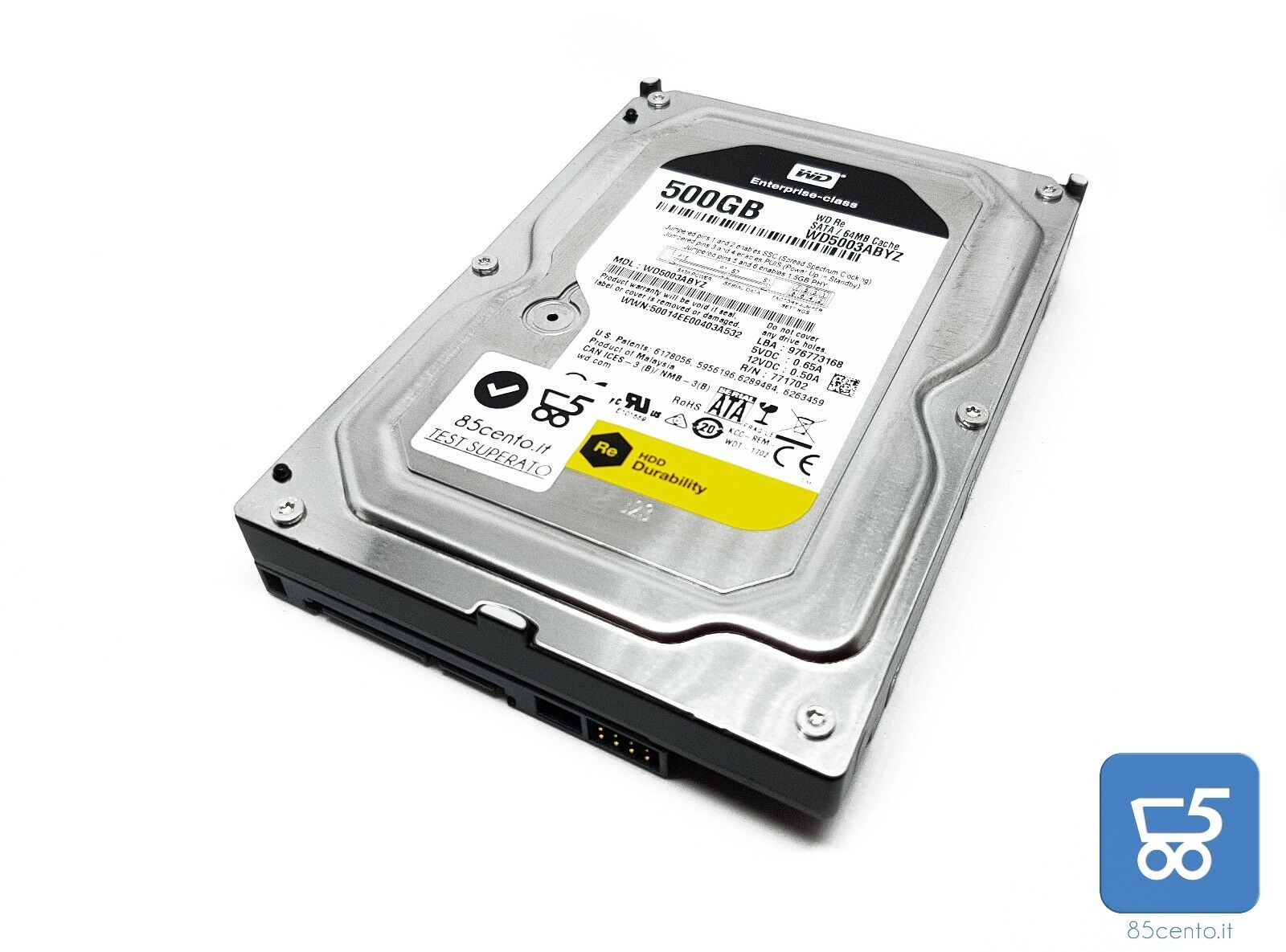HDD Hard Disk Sata Western Digiatl da 500GB 3,5" WD5003ABYZ 64Mb - Ricondizionato
