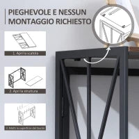 Tavolo Consolle da Ingresso Stile Industriale Pieghevole in Legno e Metallo, 100x38x80cm, Marrone