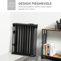 Cancelletto di Sicurezza Pieghevole 6 Sezioni, Cancellino Barriera per Cani in Acciaio, Sistema di Blocco e Chiusura Automatica, Nero