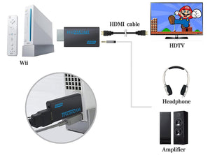 HDMI Adattatore Console Wii Convertitore Video Full HD 1080P/720P con Porta e Uscita Audio da 3,5 mm Adatto per Nintendo Wii Giochi Connettori Monitor TV e Proiettori