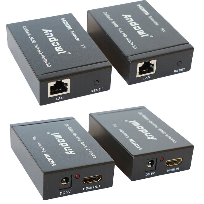 HDMI EXTENDER ETHERNET CAVO DI RETE LAN OVER CAT5E CAT6 60 METRI HDMI 3D 1080P