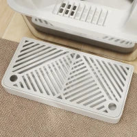 Lettiera per Gatti con Gradino, Paletta e Box Portaoggetti, in Acciaio Inox e ABS, 60.2x40.6x29 cm, Grigio Chiaro