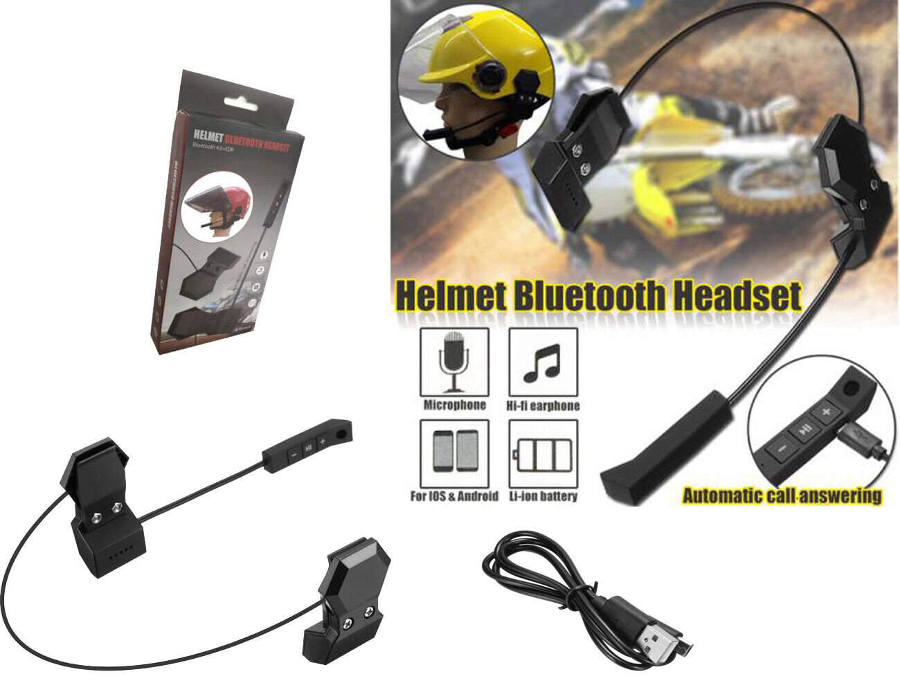 HEADSET KIT MICROFONO AURICOLARE BLUETOOTH WIRELESS ESTERNO CASCO MOTO BT9