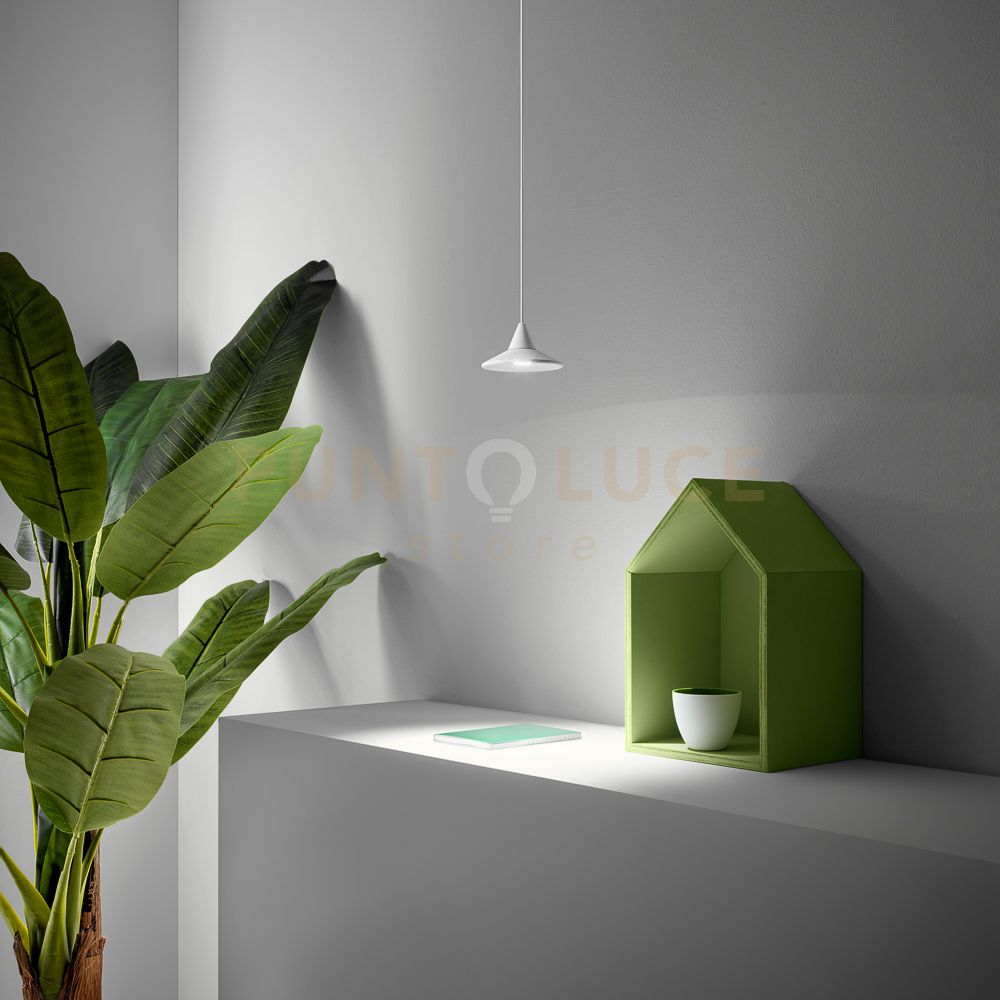 HELENA S/1 - SOSPENSIONE IN ALLUMINIO BIANCO 1 LUCE A LED 3000K 7W 325LM