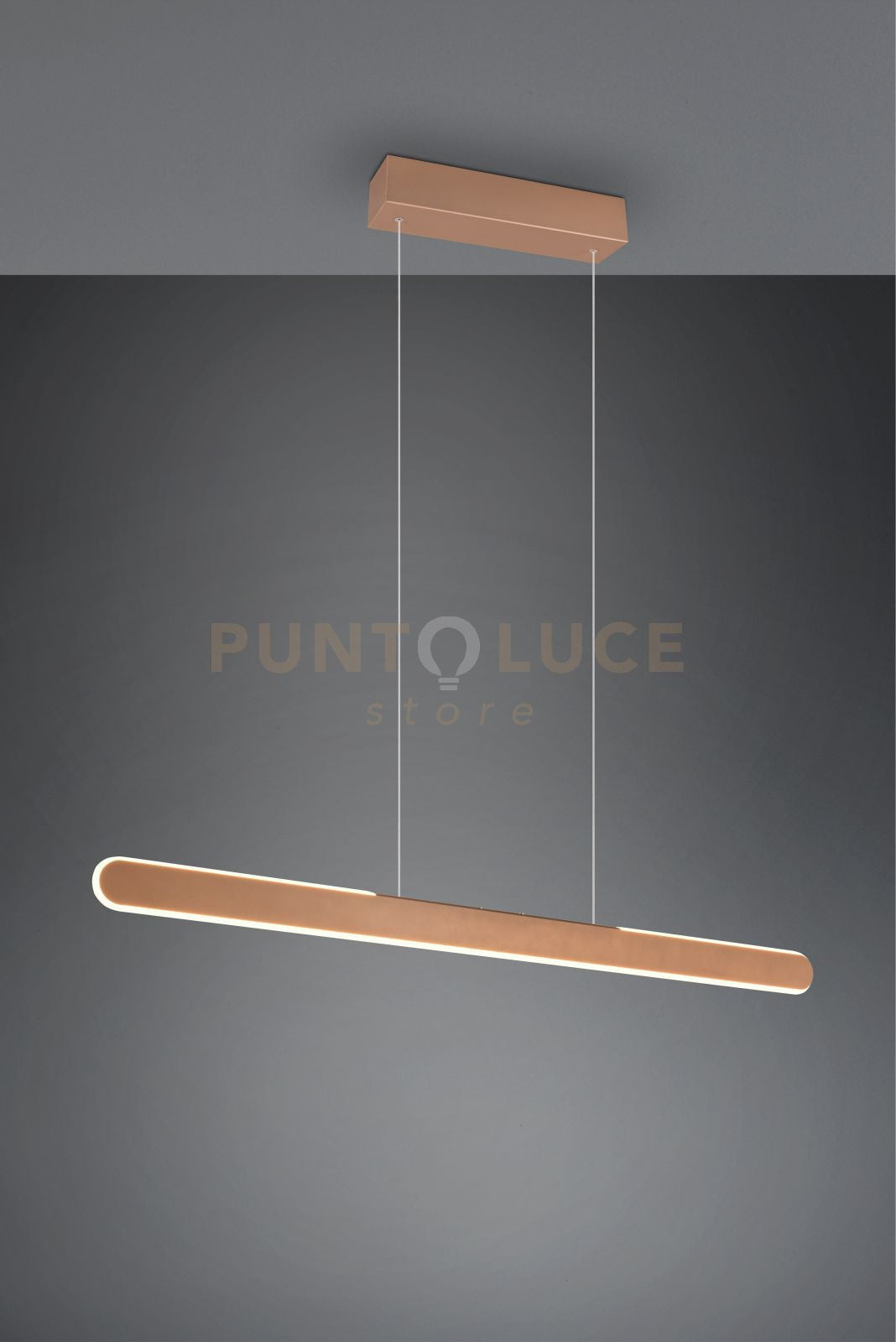 HELIOS SOSPENSIONE LED 28W 3300lm, 2700 - 6500K CAFFE' REGOLABILE IN ALTEZZA BI-EMISSIONE CON REGOLAZIONE TEMPERATURA DI COLORE DEL LED TOUCH L. 100CM