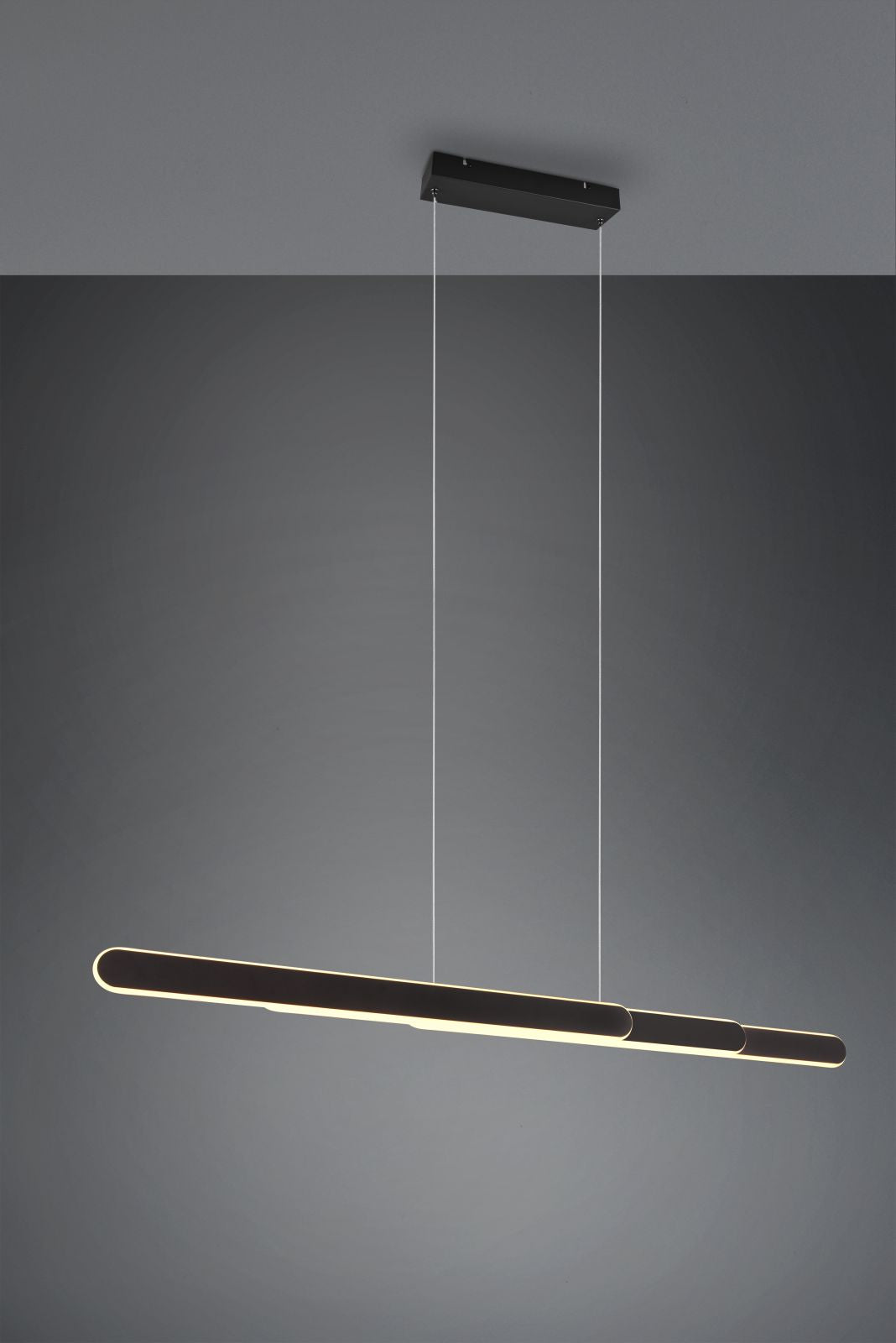 HELIOS SOSPENSIONE LED 48W 5800lm, 2700 - 6500K NERO REGOLABILE IN ALTEZZA E LARGHEZZA A BI-EMISSIONE CON REGOLAZIONE TEMPERATURA DI COLORE DEL LED TOUCH L. 130CM