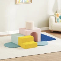 Set di 8 Blocchi in Schiuma per Bambini con Fodere in Velluto Lavabili per Arrampicare e Gattonare Multicolore