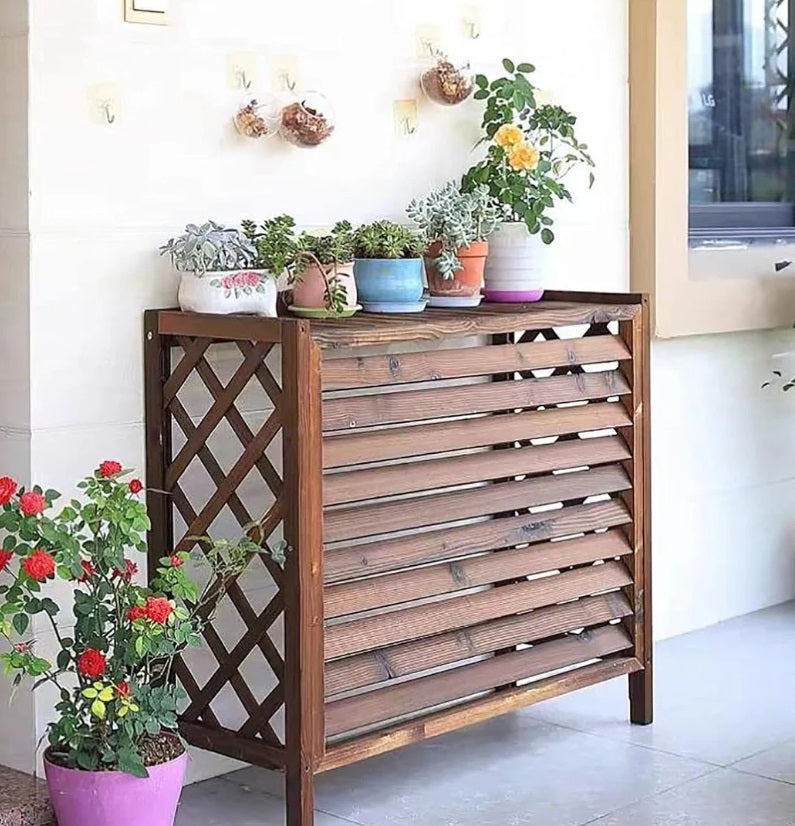 Copertura Copri Unità Esterna Condizionatore In Legno Wood 95x50x85 per condizionatori Dual/Trial e 18000/24000 btu